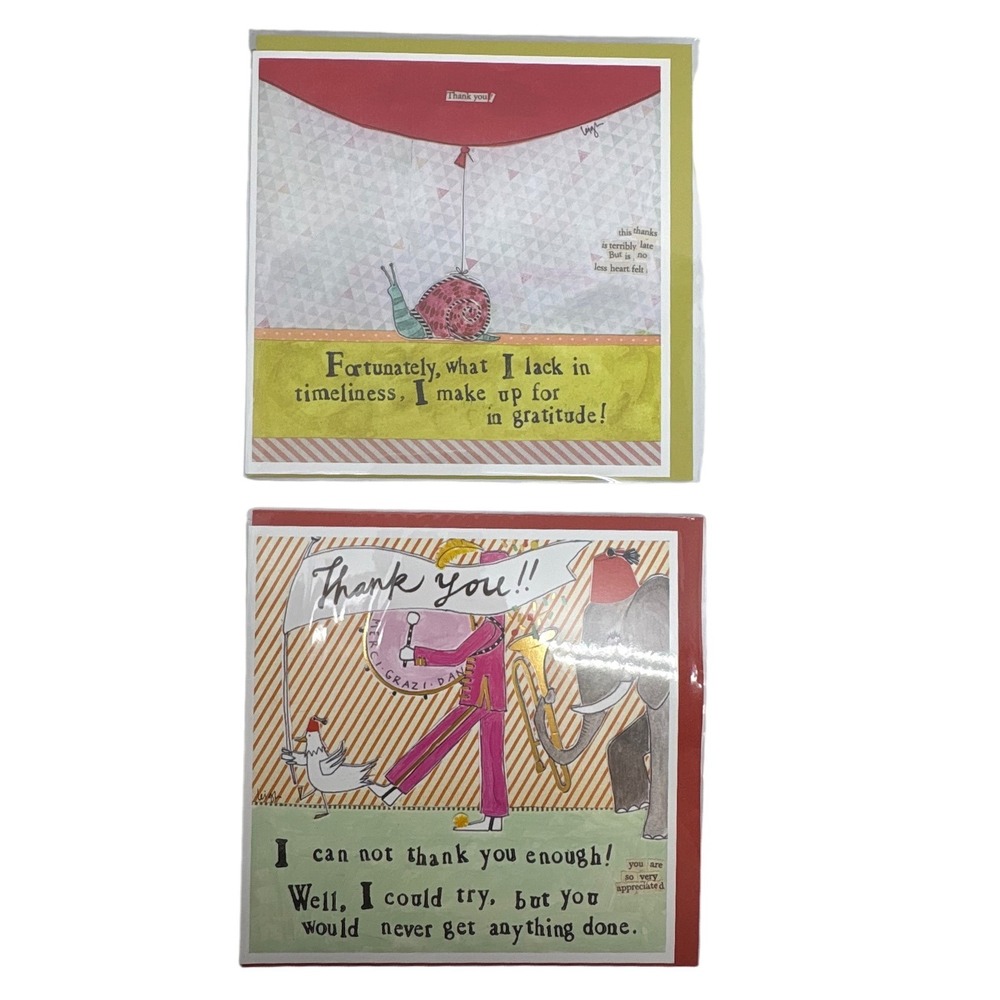2 Curly Girl Design Thank You‎ Cards Gratitude & Timeliness Snail Elephant